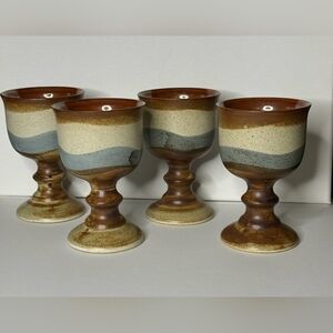 Ceramic Pottery Wine Goblets - set of 4